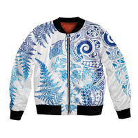 New Zealand Sea Animals Bomber Jacket with Maori Koru Tribal Tattoo and Silver Ferns Galaxy Style LT03 Unisex Multicolor - Polynesian Pride