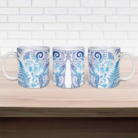 New Zealand Sea Animals Ceramic Mug with Maori Koru Tribal Tattoo and Silver Ferns Galaxy Style LT03 - Polynesian Pride
