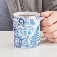 New Zealand Sea Animals Ceramic Mug with Maori Koru Tribal Tattoo and Silver Ferns Galaxy Style LT03 - Polynesian Pride