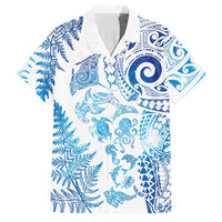New Zealand Sea Animals Family Matching Mermaid Dress and Hawaiian Shirt with Maori Koru Tribal Tattoo and Silver Ferns Galaxy Style LT03 Dad's Shirt - Short Sleeve Multicolor - Polynesian Pride