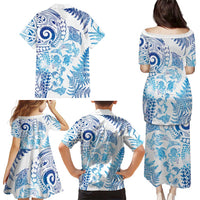 New Zealand Sea Animals Family Matching Puletasi and Hawaiian Shirt with Maori Koru Tribal Tattoo and Silver Ferns Galaxy Style LT03 - Polynesian Pride