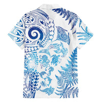 New Zealand Sea Animals Family Matching Short Sleeve Bodycon Dress and Hawaiian Shirt with Maori Koru Tribal Tattoo and Silver Ferns Galaxy Style LT03 - Polynesian Pride