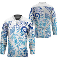 New Zealand Sea Animals Hockey Jersey with Maori Koru Tribal Tattoo and Silver Ferns Galaxy Style LT03 - Polynesian Pride