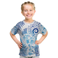 New Zealand Sea Animals Kid T Shirt with Maori Koru Tribal Tattoo and Silver Ferns Galaxy Style LT03 Multicolor - Polynesian Pride