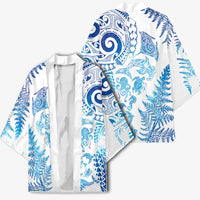 New Zealand Sea Animals Kimono with Maori Koru Tribal Tattoo and Silver Ferns Galaxy Style LT03 - Polynesian Pride