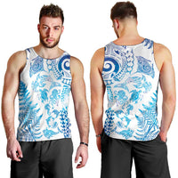 New Zealand Sea Animals Men Tank Top with Maori Koru Tribal Tattoo and Silver Ferns Galaxy Style LT03 - Polynesian Pride