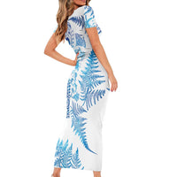New Zealand Sea Animals Short Sleeve Bodycon Dress with Maori Koru Tribal Tattoo and Silver Ferns Galaxy Style LT03 - Polynesian Pride