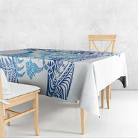New Zealand Sea Animals Tablecloth with Maori Koru Tribal Tattoo and Silver Ferns Galaxy Style LT03 - Polynesian Pride
