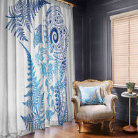 New Zealand Sea Animals Window Curtain with Maori Koru Tribal Tattoo and Silver Ferns Galaxy Style LT03 - Polynesian Pride