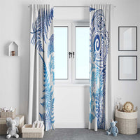 New Zealand Sea Animals Window Curtain with Maori Koru Tribal Tattoo and Silver Ferns Galaxy Style LT03 - Polynesian Pride