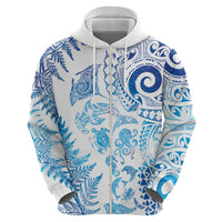 New Zealand Sea Animals Zip Hoodie with Maori Koru Tribal Tattoo and Silver Ferns Galaxy Style LT03 - Polynesian Pride