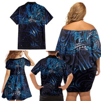 New Zealand New Year-Matariki Family Matching Off Shoulder Short Dress and Hawaiian Shirt Aotearoa Maori Tattoo Galaxy Sky LT03 - Polynesian Pride