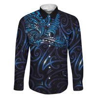 New Zealand New Year-Matariki Family Matching Off Shoulder Short Dress and Hawaiian Shirt Aotearoa Maori Tattoo Galaxy Sky LT03 Dad's Shirt - Long Sleeve Multicolor - Polynesian Pride