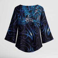 New Zealand New Year-Matariki Kimono Sleeve Blouse Aotearoa Maori Tattoo Galaxy Sky LT03 - Polynesian Pride
