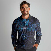 New Zealand New Year-Matariki Long Sleeve Polo Shirt Aotearoa Maori Tattoo Galaxy Sky LT03 - Polynesian Pride