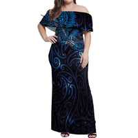 New Zealand New Year-Matariki Off Shoulder Maxi Dress Aotearoa Maori Tattoo Galaxy Sky LT03 Women Multicolor - Polynesian Pride