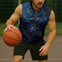 New Zealand New Year-Matariki Sleeveless Zip Hoodie Aotearoa Maori Tattoo Galaxy Sky LT03 - Polynesian Pride
