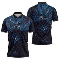 New Zealand New Year-Matariki Zipper Polo Shirt Aotearoa Maori Tattoo Galaxy Sky LT03 - Polynesian Pride