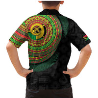 Vanuatu Tribal Tattoo with Namele Leaves Family Matching Mermaid Dress and Hawaiian Shirt LT03 - Polynesian Pride