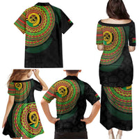 Vanuatu Tribal Tattoo with Namele Leaves Family Matching Puletasi and Hawaiian Shirt LT03 - Polynesian Pride