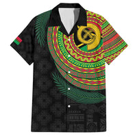 Vanuatu Tribal Tattoo with Namele Leaves Family Matching Puletasi and Hawaiian Shirt LT03 Dad's Shirt - Short Sleeve Black - Polynesian Pride
