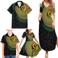Vanuatu Tribal Tattoo with Namele Leaves Family Matching Summer Maxi Dress and Hawaiian Shirt LT03 - Polynesian Pride
