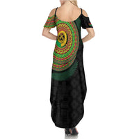 Vanuatu Tribal Tattoo with Namele Leaves Family Matching Summer Maxi Dress and Hawaiian Shirt LT03 - Polynesian Pride