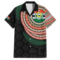 Penama Tribal Tattoo with Namele Leaves Family Matching Off The Shoulder Long Sleeve Dress and Hawaiian Shirt LT03 Dad's Shirt - Short Sleeve Black - Polynesian Pride