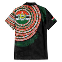 Penama Tribal Tattoo with Namele Leaves Family Matching Puletasi and Hawaiian Shirt LT03 - Polynesian Pride