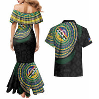 Torba Tribal Tattoo with Namele Leaves Couples Matching Mermaid Dress and Hawaiian Shirt LT03 - Polynesian Pride