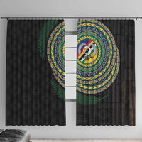Torba Tribal Tattoo with Namele Leaves Window Curtain