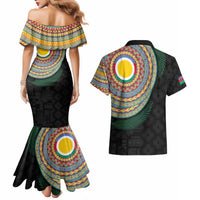 Shefa Tribal Tattoo with Namele Leaves Couples Matching Mermaid Dress and Hawaiian Shirt LT03 - Polynesian Pride