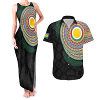 Shefa Tribal Tattoo with Namele Leaves Couples Matching Tank Maxi Dress and Hawaiian Shirt LT03 Black - Polynesian Pride