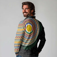 Shefa Tribal Tattoo with Namele Leaves Long Sleeve Polo Shirt