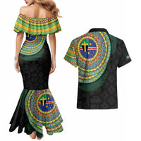 Tafea Tribal Tattoo with Namele Leaves Couples Matching Mermaid Dress and Hawaiian Shirt LT03 - Polynesian Pride