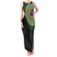 Tafea Tribal Tattoo with Namele Leaves Family Matching Tank Maxi Dress and Hawaiian Shirt LT03 Mom's Dress Black - Polynesian Pride