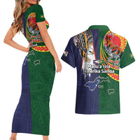Manuʻa Islands and American Samoa Together Couples Matching Short Sleeve Bodycon Dress and Hawaiian Shirt Rooster and Eagle Mascot National Map and Flag Style LT03 - Polynesian Pride