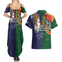 Manuʻa Islands and American Samoa Together Couples Matching Summer Maxi Dress and Hawaiian Shirt Rooster and Eagle Mascot National Map and Flag Style LT03 - Polynesian Pride