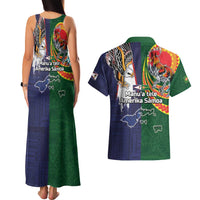 Manuʻa Islands and American Samoa Together Couples Matching Tank Maxi Dress and Hawaiian Shirt Rooster and Eagle Mascot National Map and Flag Style LT03 - Polynesian Pride