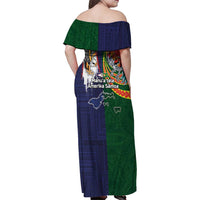 Manuʻa Islands and American Samoa Together Family Matching Off Shoulder Maxi Dress and Hawaiian Shirt Rooster and Eagle Mascot National Map and Flag Style LT03 - Polynesian Pride