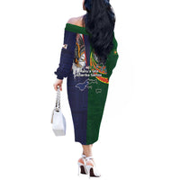 Manuʻa Islands and American Samoa Together Off The Shoulder Long Sleeve Dress Rooster and Eagle Mascot National Map and Flag Style LT03 - Polynesian Pride