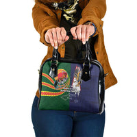 Manuʻa Islands and American Samoa Together Shoulder Handbag Rooster and Eagle Mascot National Map and Flag Style