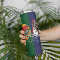 Manuʻa Islands and American Samoa Together Skinny Tumbler Rooster and Eagle Mascot National Map and Flag Style LT03 - Polynesian Pride