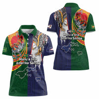 Manuʻa Islands and American Samoa Together Women Polo Shirt Rooster and Eagle Mascot National Map and Flag Style LT03 - Polynesian Pride