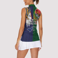 Manuʻa Islands and American Samoa Together Women Sleeveless Polo Shirt Rooster and Eagle Mascot National Map and Flag Style LT03 - Polynesian Pride