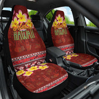 Aloha Plumeria Flowers Car Seat Cover With Hawaiian Style Tapa Tribal LT03 One Size Red - Polynesian Pride