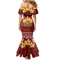 Aloha Plumeria Flowers Family Matching Mermaid Dress and Hawaiian Shirt With Hawaiian Style Tapa Tribal LT03 - Polynesian Pride