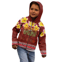 Aloha Plumeria Flowers Kid Hoodie With Hawaiian Style Tapa Tribal LT03 - Polynesian Pride