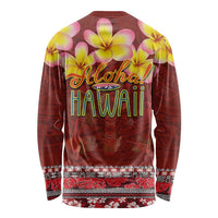 Aloha Plumeria Flowers Long Sleeve Shirt With Hawaiian Style Tapa Tribal LT03 - Polynesian Pride