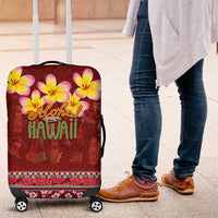 Aloha Plumeria Flowers Luggage Cover With Hawaiian Style Tapa Tribal LT03 Red - Polynesian Pride